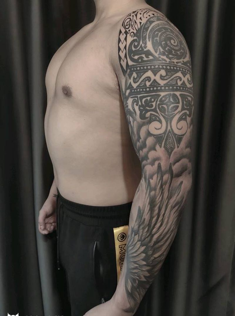 花臂纹身图片_手臂欧美写实纹身图案