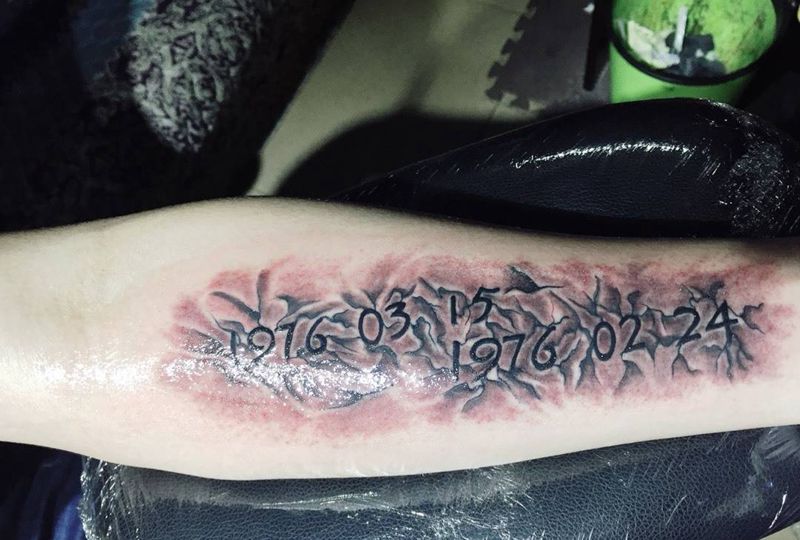 父母的生日纹身图片