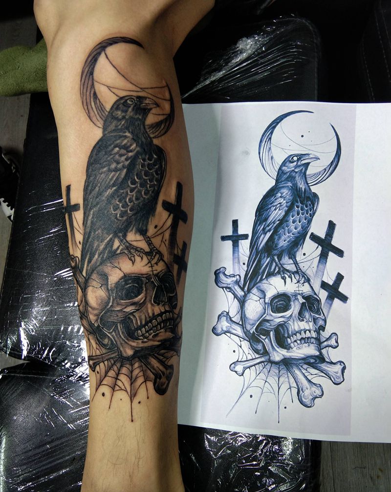 1纹身图片_腿部纹身图案