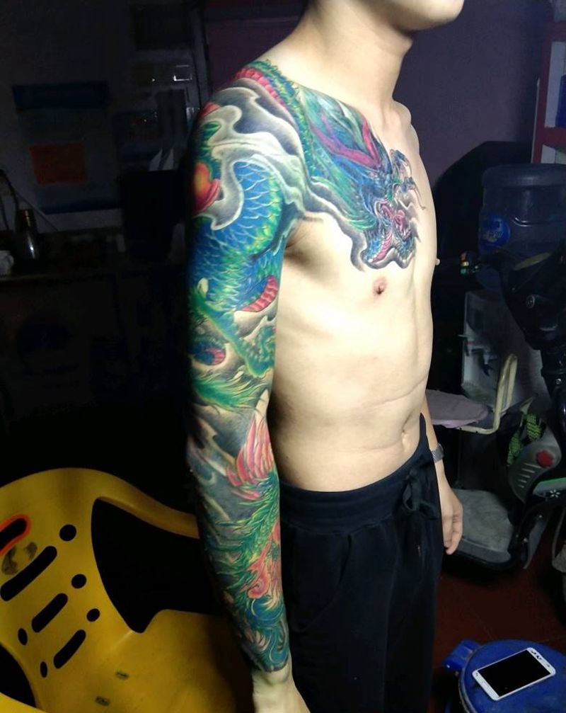 龙凤吉祥纹身图片