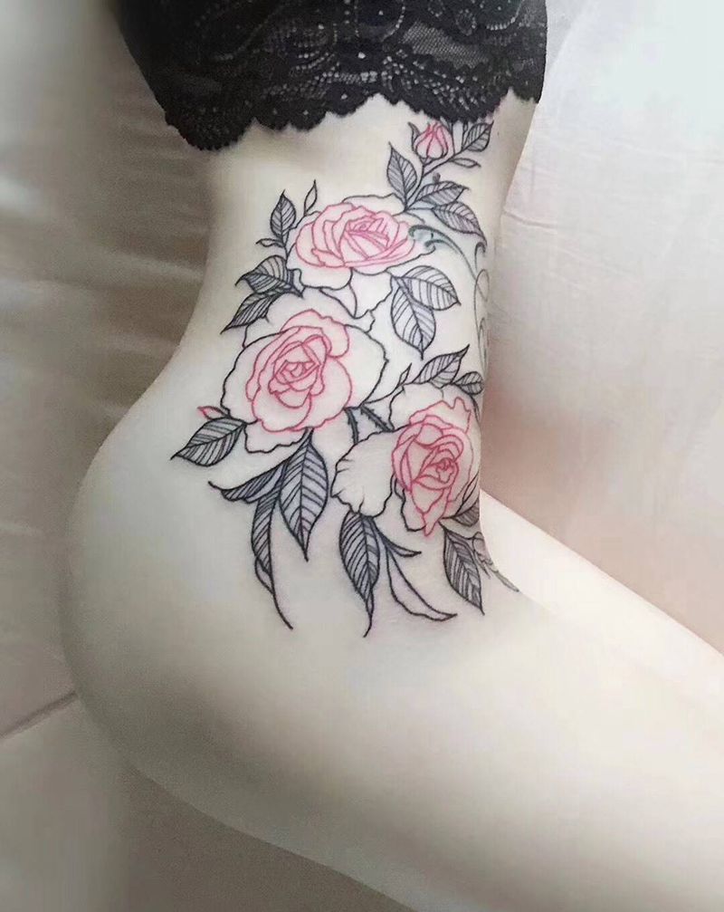 线条花图案纹身图片