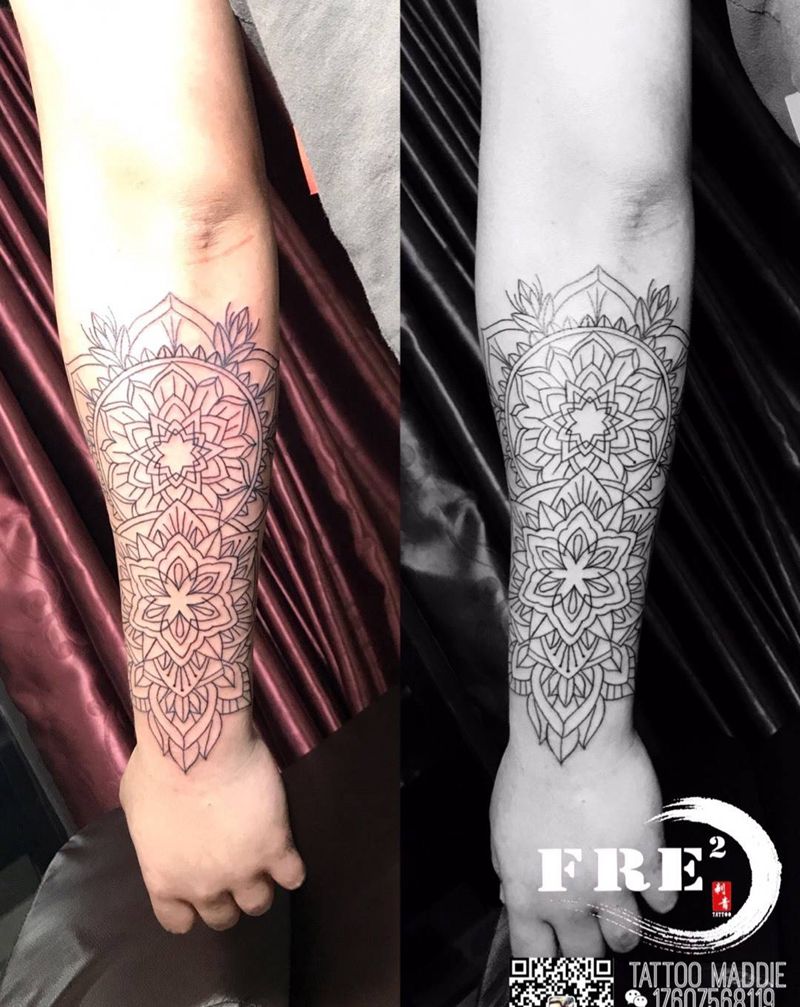 梵花线条，未完，下次上色纹身图片