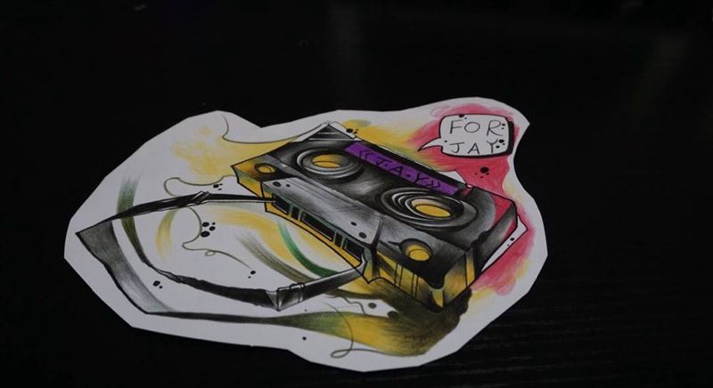 school磁带纹身图片