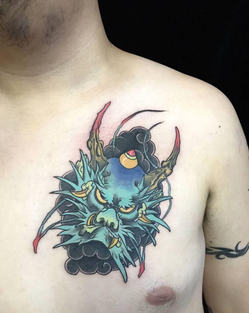 龙头纹身图片_新传统纹身图案