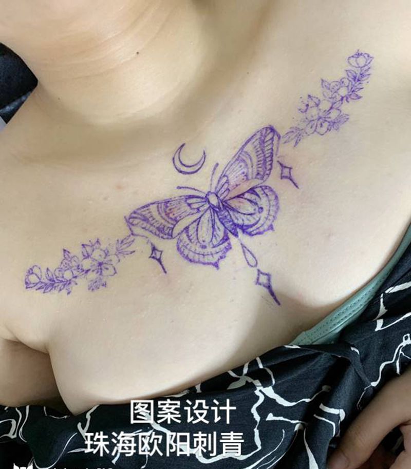 遮盖疤痕纹身图片_胸部纹身图案