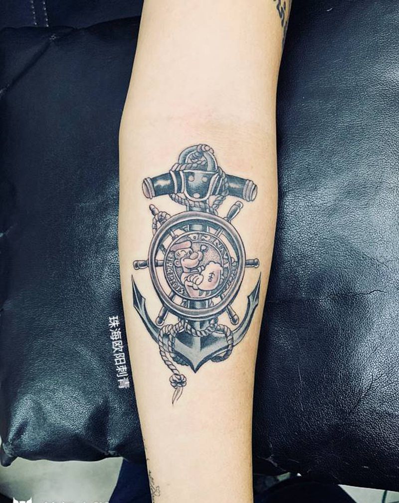 大力水手纹身图片_手臂纹身图案
