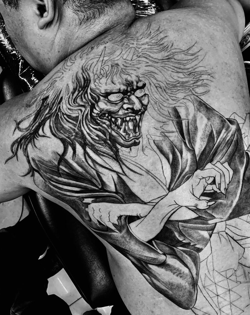 鬼王纹身图片_背部纹身图案