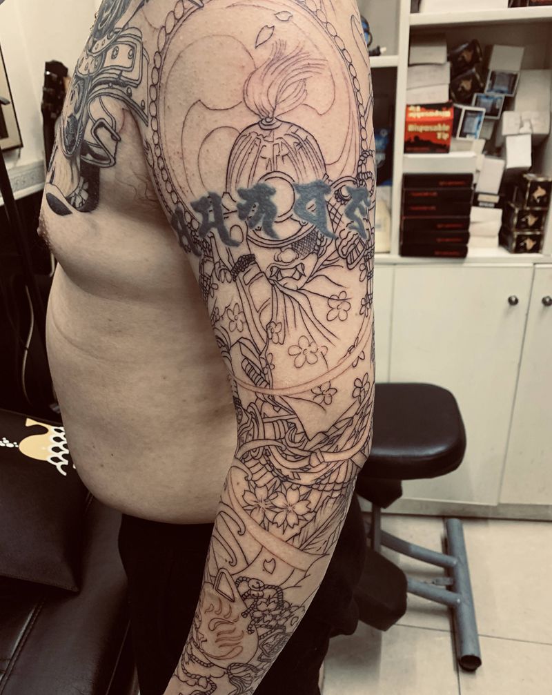 日式花臂纹身图片_手臂纹身图案