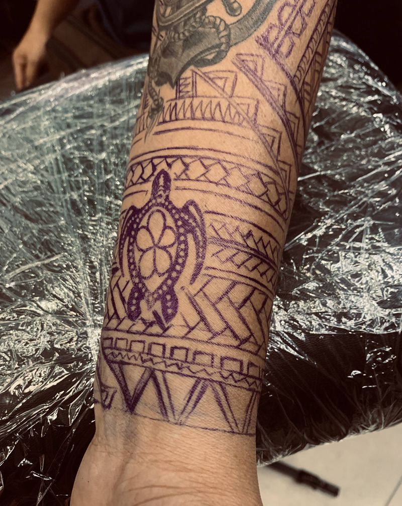 玛雅花臂纹身图片_手臂纹身图案