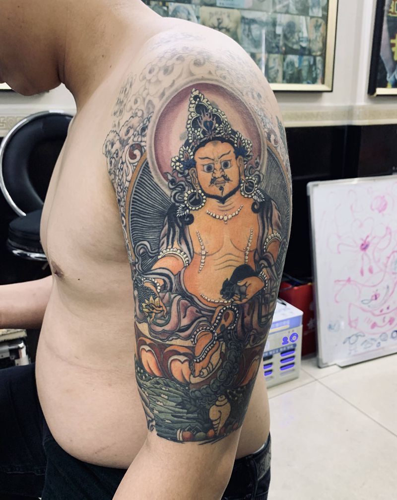 黄财神纹身图片_手臂纹身图案