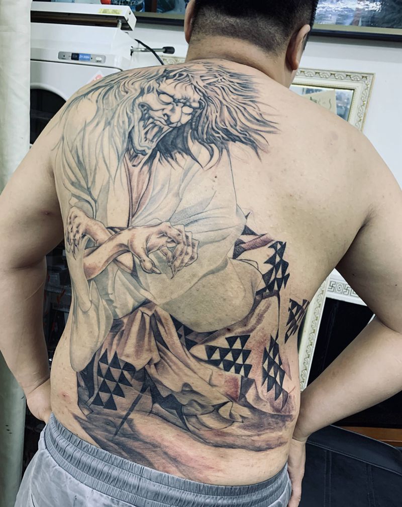 鬼王纹身图片_背部纹身图案