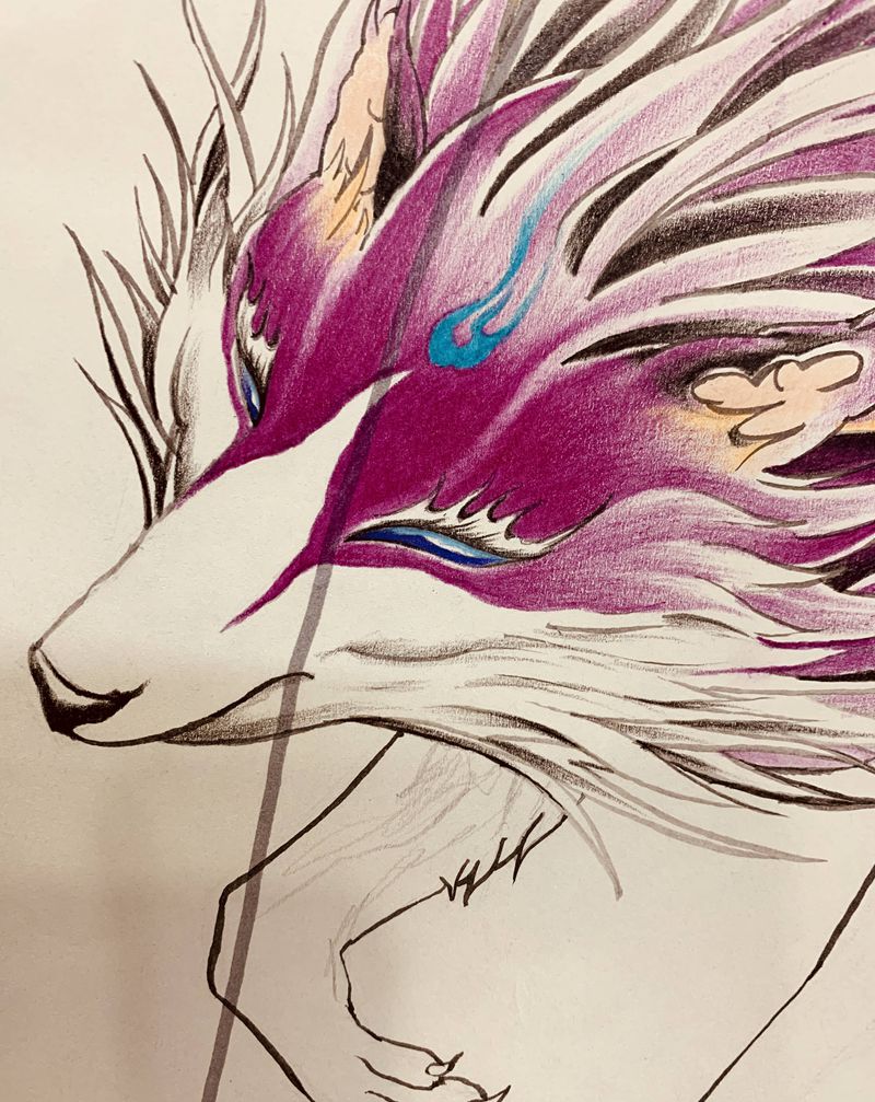 九尾狐纹身图片_腰部纹身图案