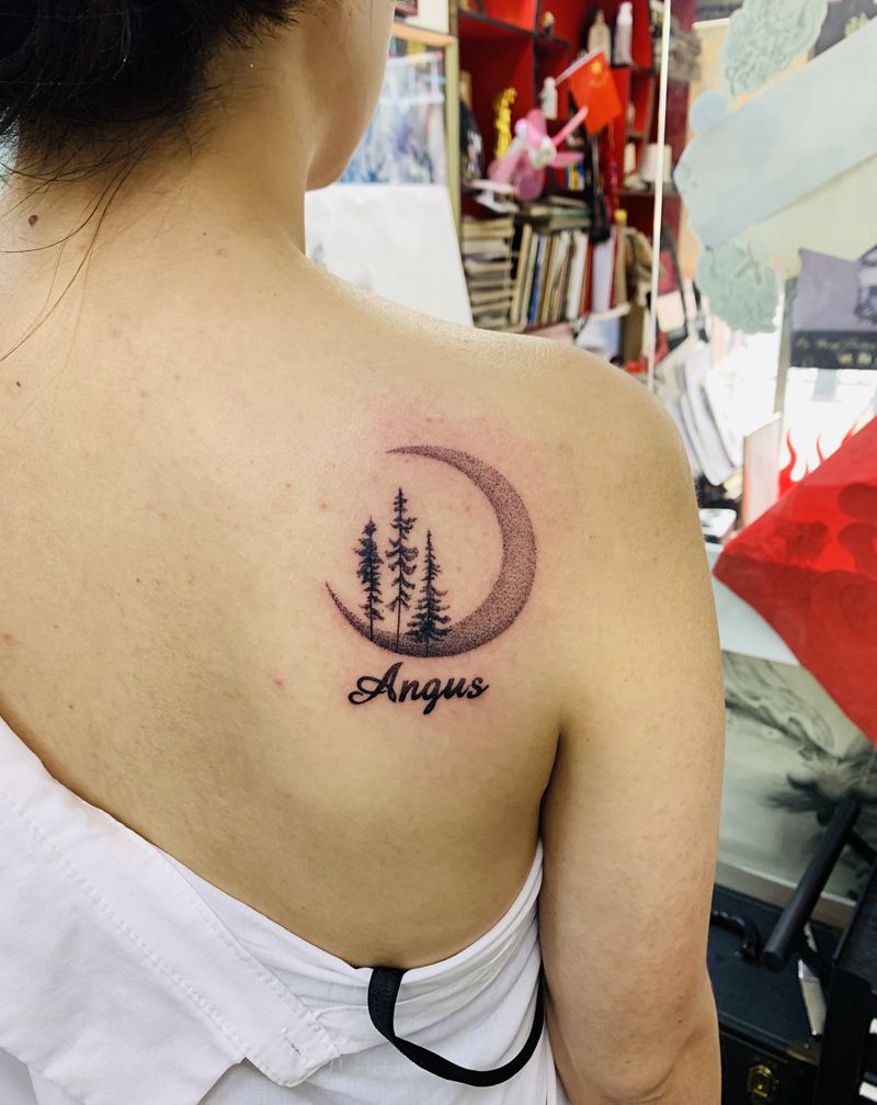 森林的夜纹身图片_肩部纹身图案