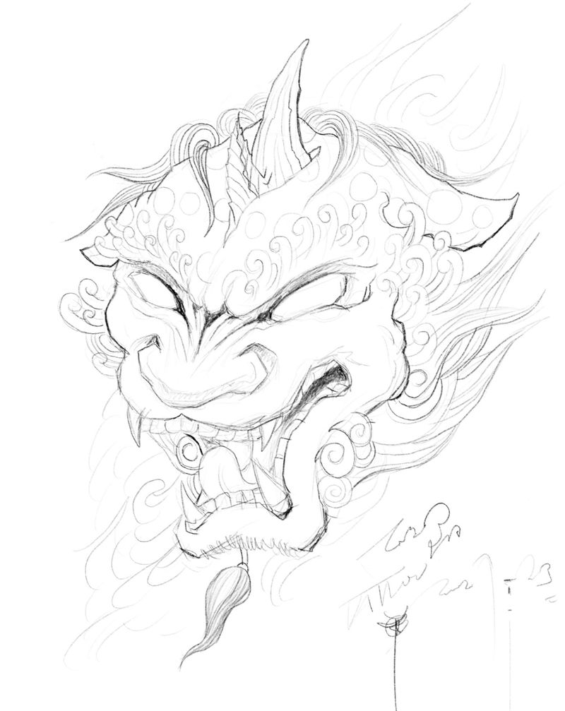 唐狮纹身图片_手臂纹身图案