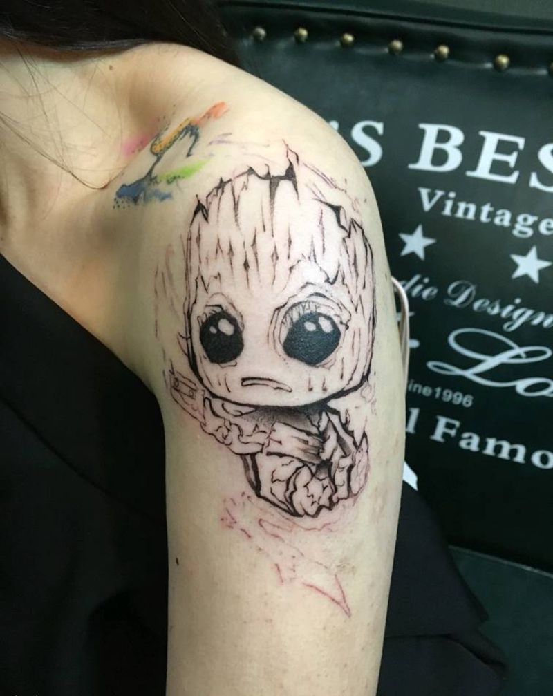 《斯巴鲁森林人》纹身图片_手臂水彩New School纹身图案