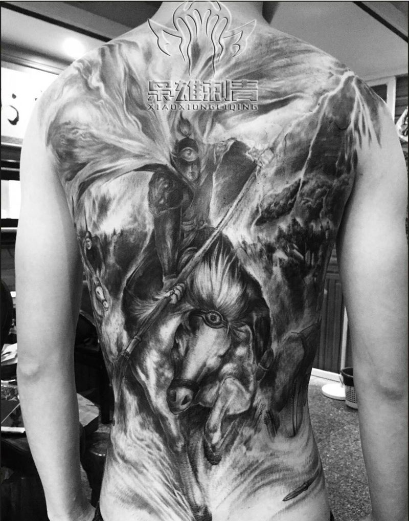 【赵子龙】纹身图片_成品背部传统人物纹身图案
