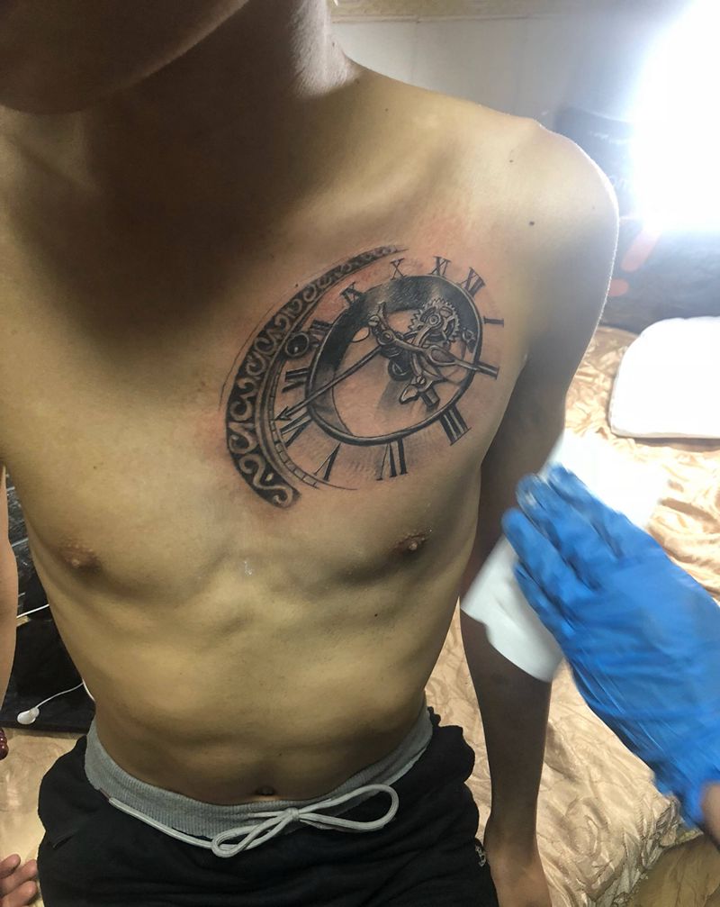 钟表纹身图片