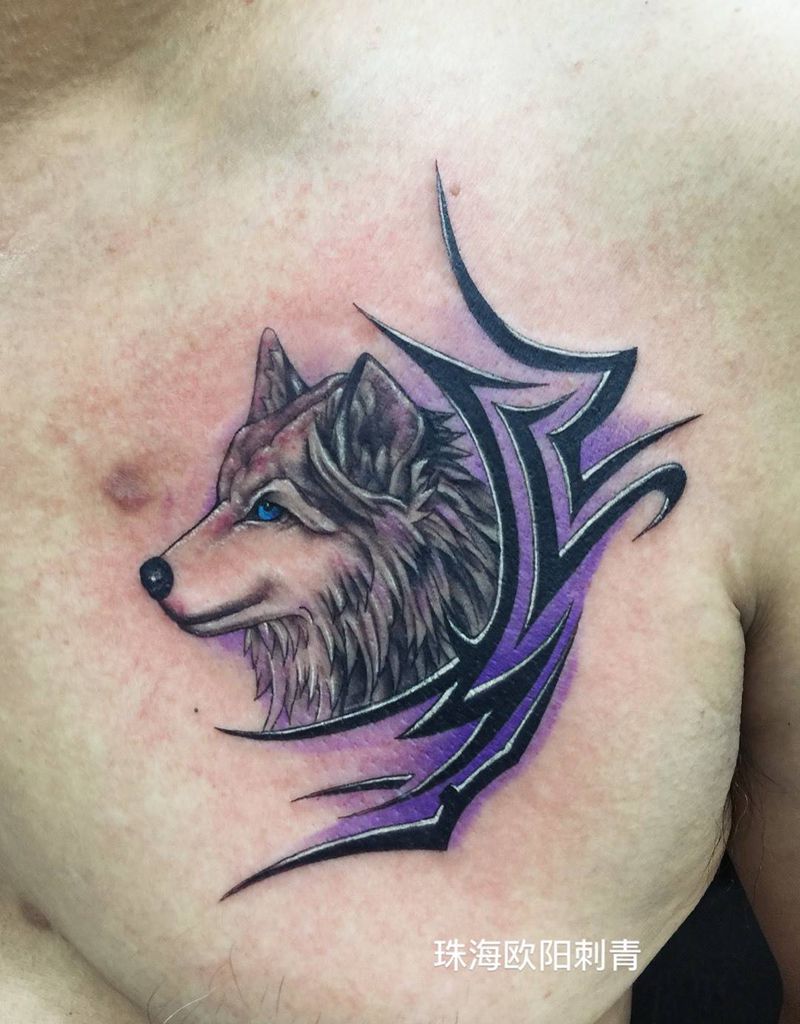 狼头纹身图片
