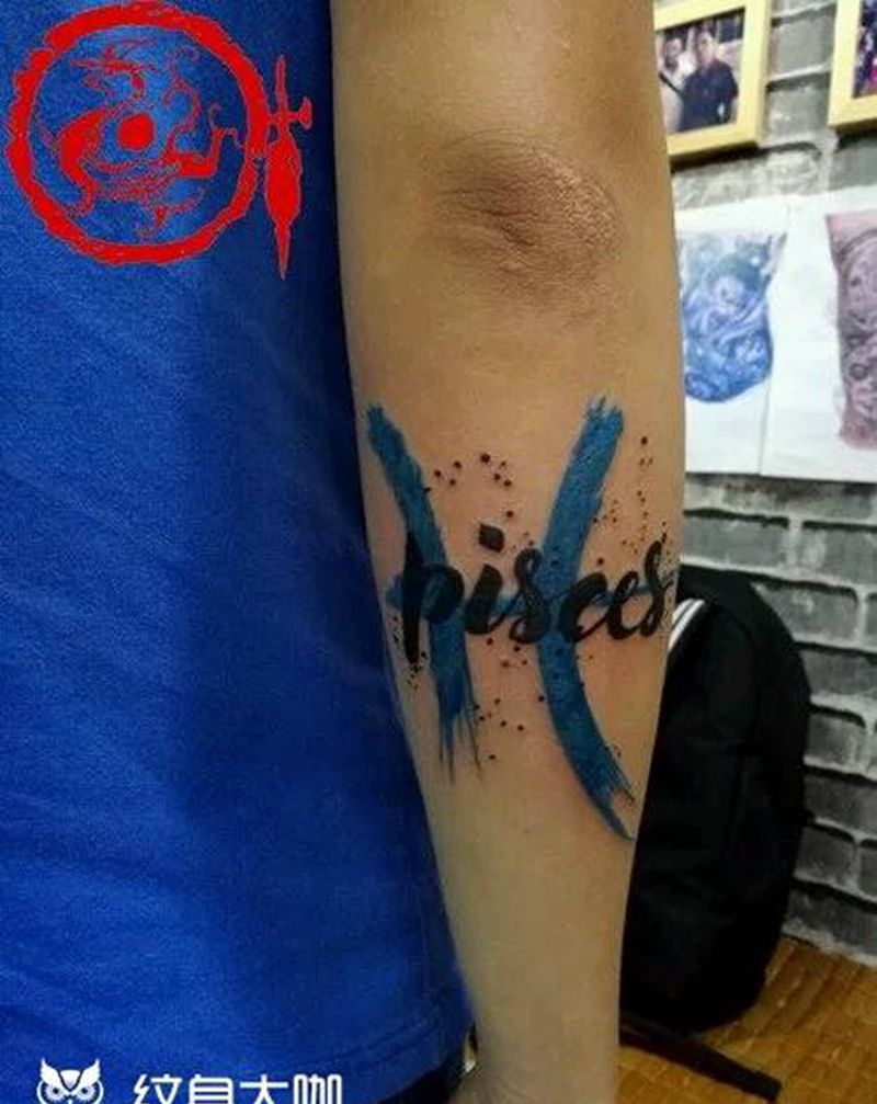 泼墨…英文纹身图片_手臂清新字符插画纹身图案