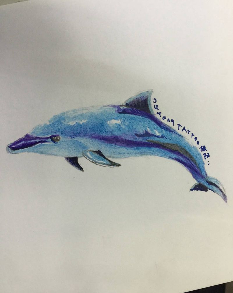 手稿，小海豚纹身图片