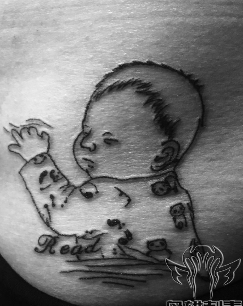 【爱】纹身图片_成品臀部清新人物原创纹身图案