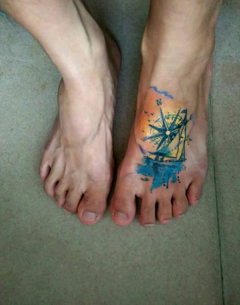 泼墨(帆船)纹身图片