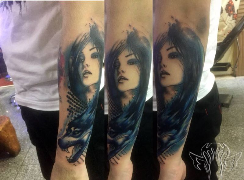 野性纹身图片_成品手臂欧美人物纹身图案