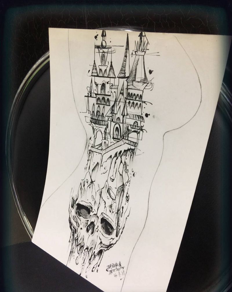 今天的绘制手稿纹身图片