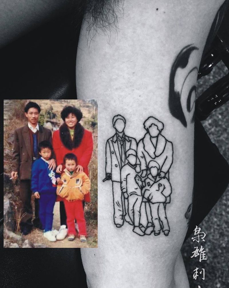 肖像卡通版纹身图片_成品手臂清新人物几何原创纹身图案