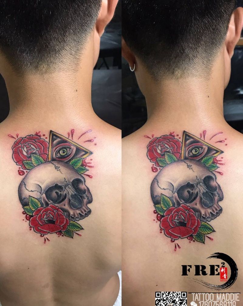 骷髅，上帝之眼，花纹身图片