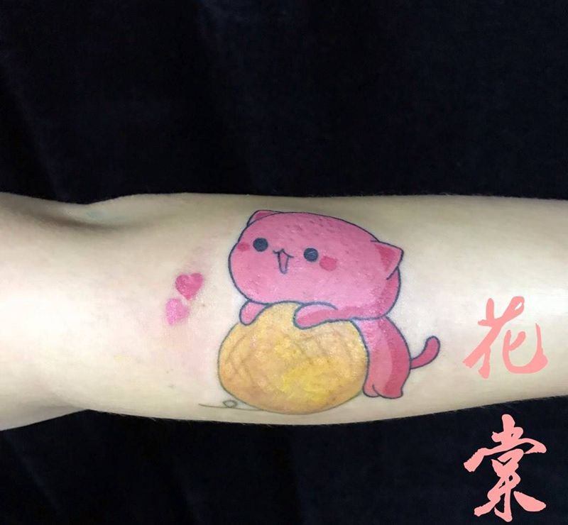 顾客自己要纹这个萌萌的包纹身图片