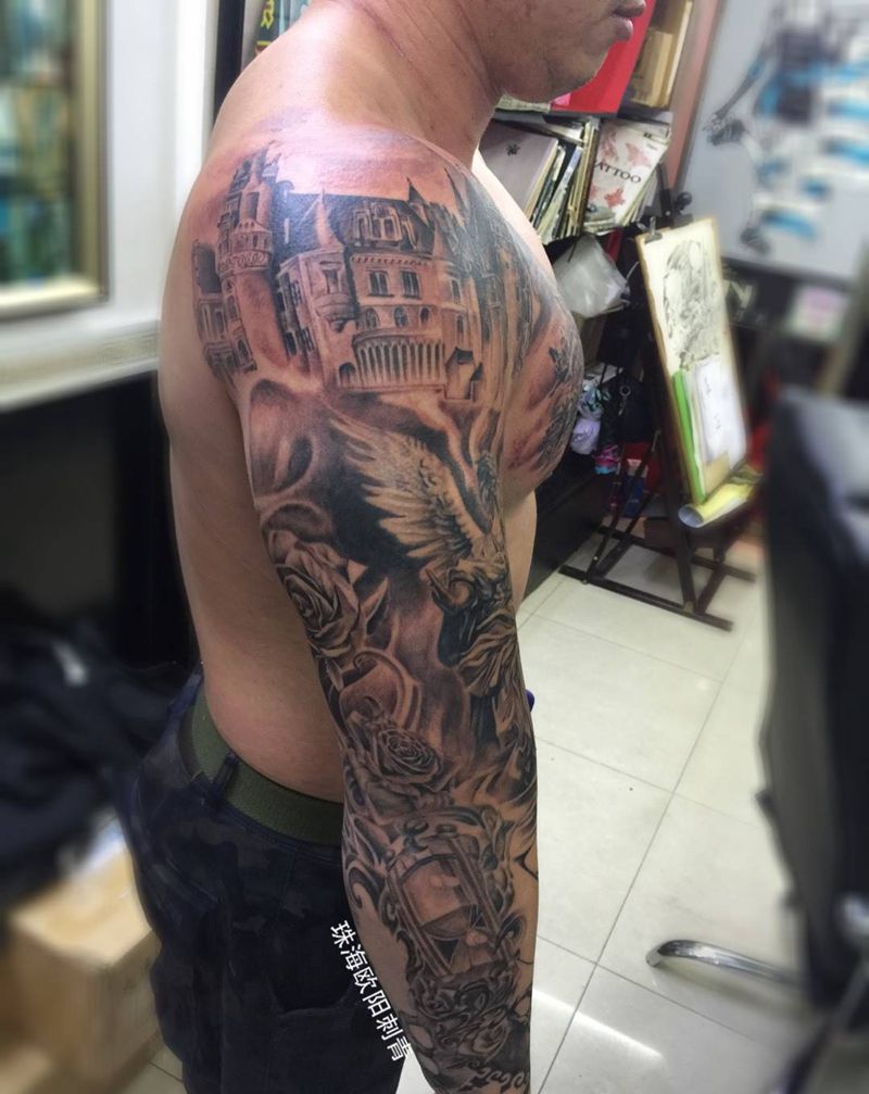 欧美大花臂纹身图片