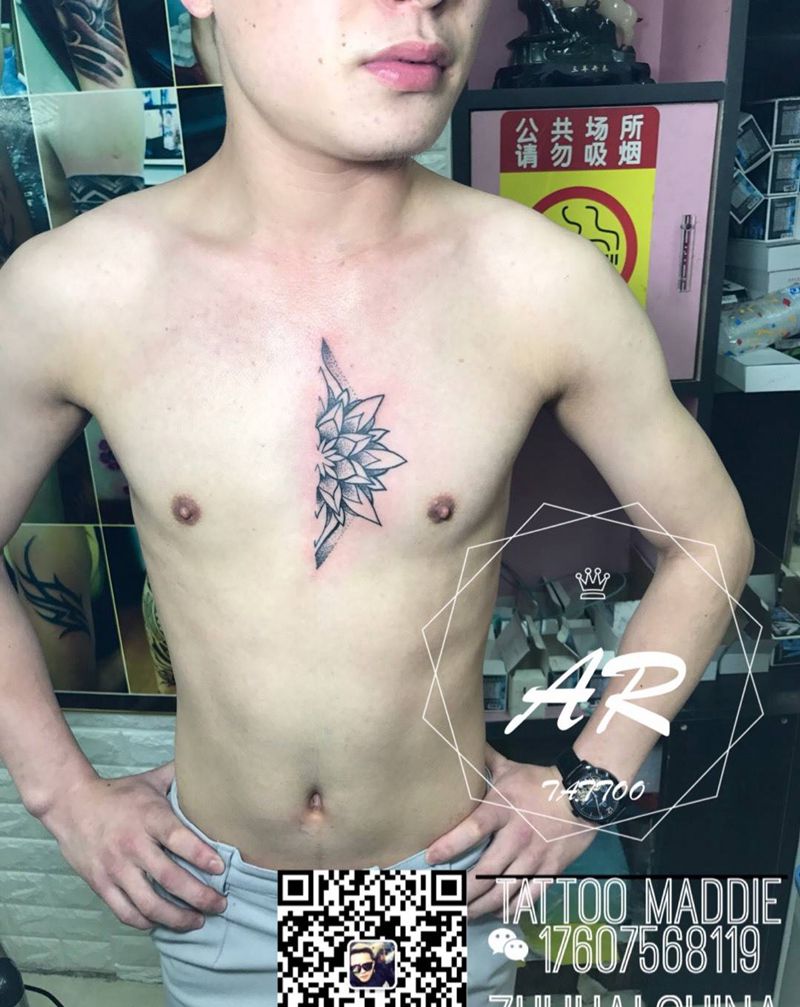 梵花半边，字母图腾纹身图片