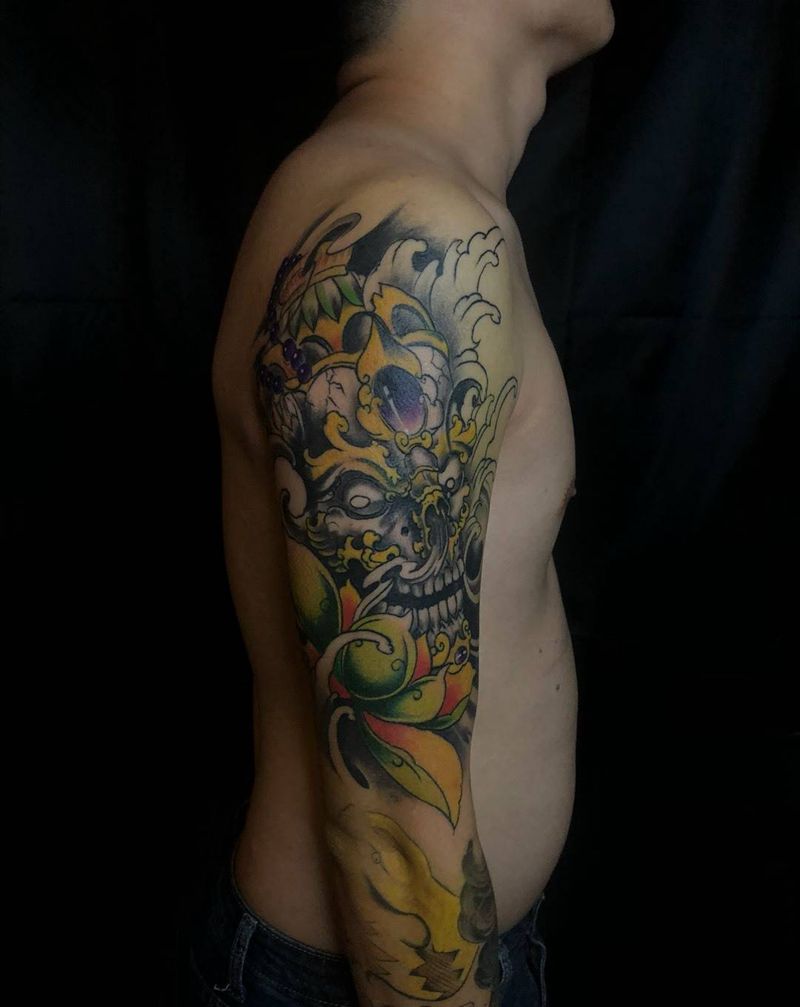 花臂半成品纹身图片