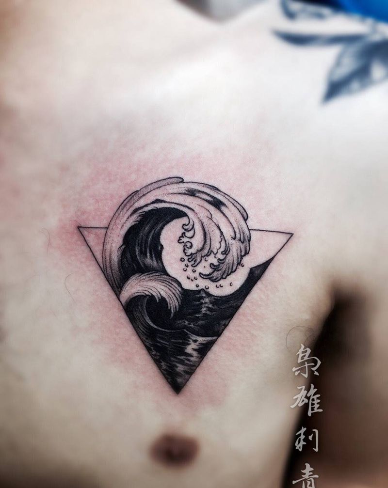 【福海】纹身图片_成品胸部传统几何纹身图案