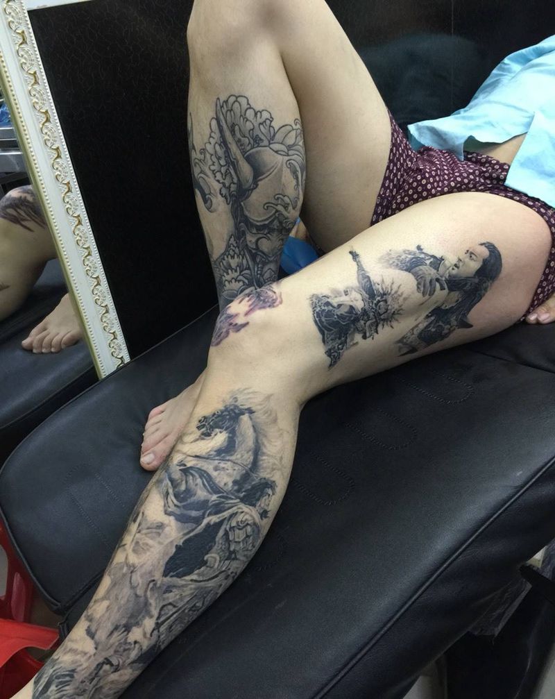 大美腿纹身图片