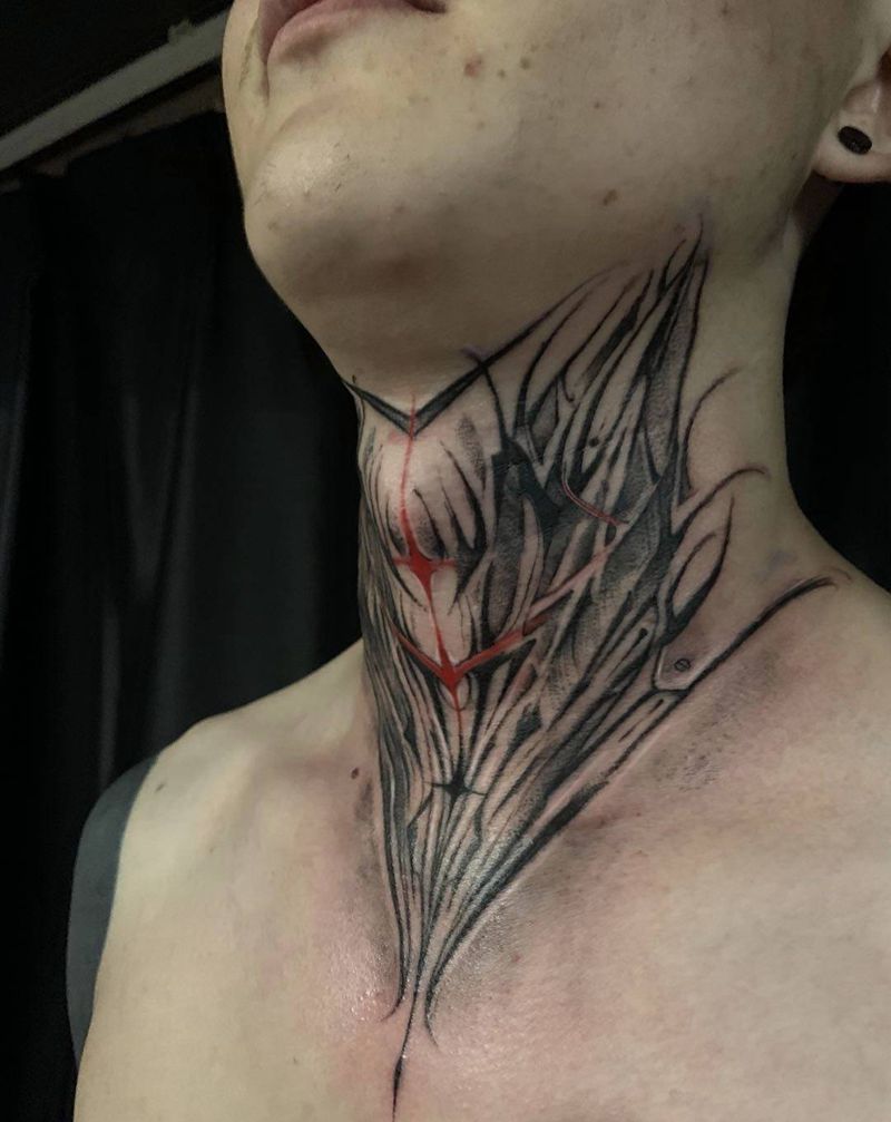 暗黑花体字纹身图片_颈部花体字纹身图案