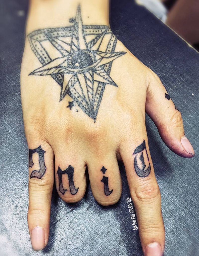 手指字体纹身图片
