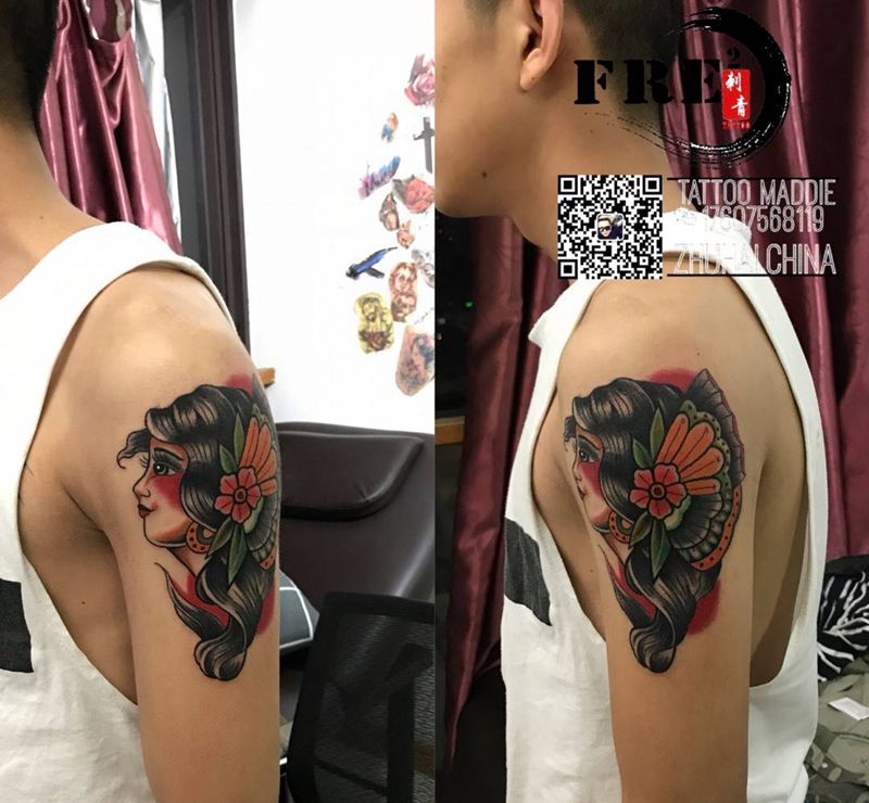 一个头纹身图片