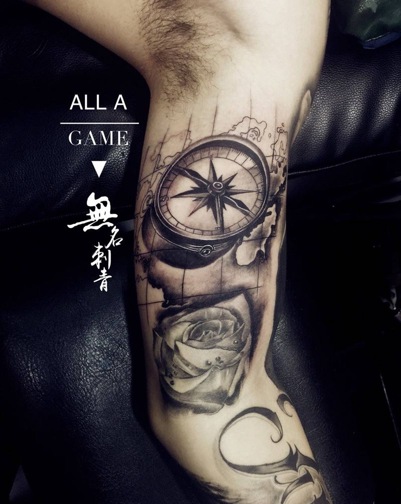 指南针纹身图片