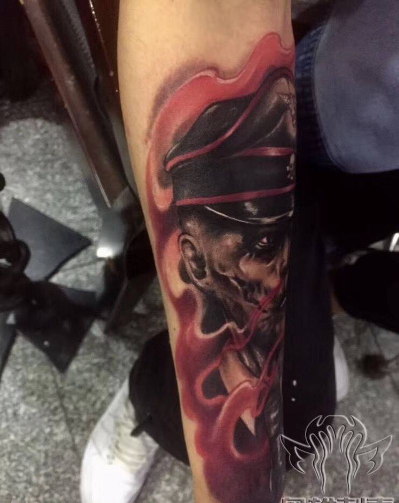 【丧尸】遮盖纹身图片_成品手臂欧美人物纹身图案