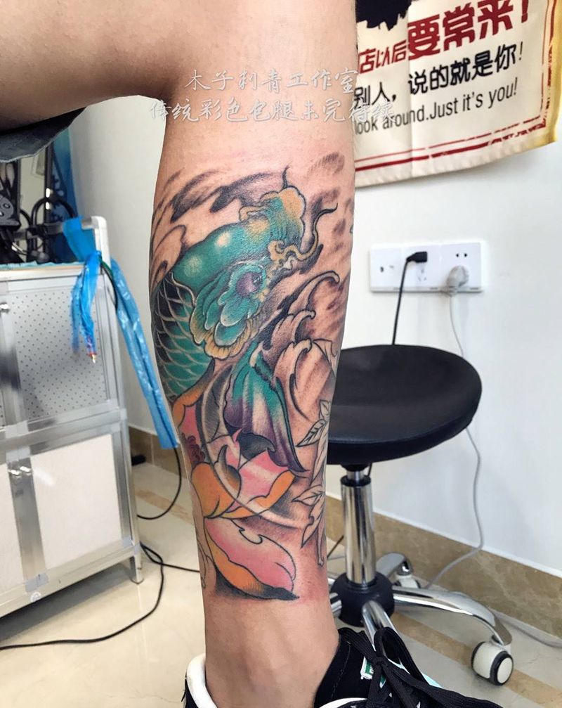 全包小腿部分纹身图片