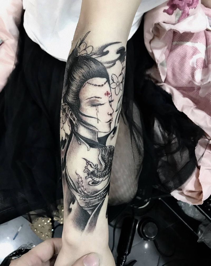 艺伎般若纹身图片