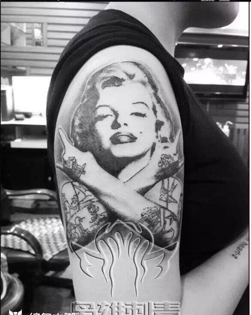 【玛丽莲梦露】纹身图片_成品手臂肖像欧美人物图腾纹身图案