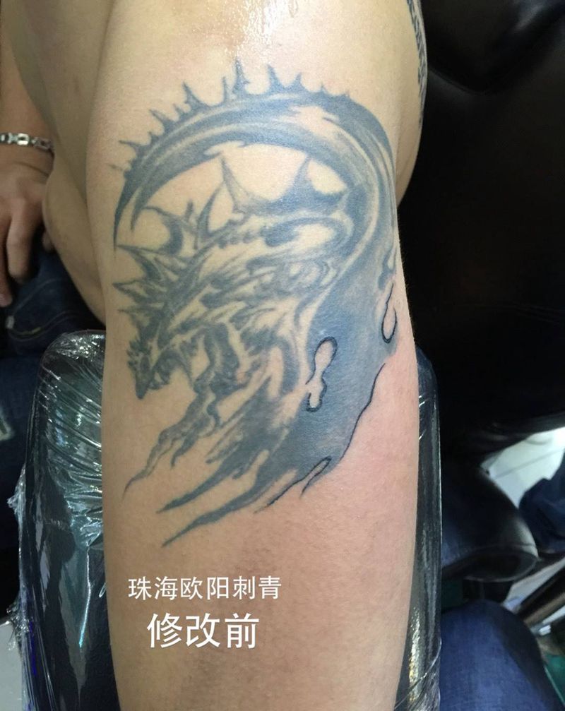 修改作品纹身图片_成品手部欧美动物纹身图案