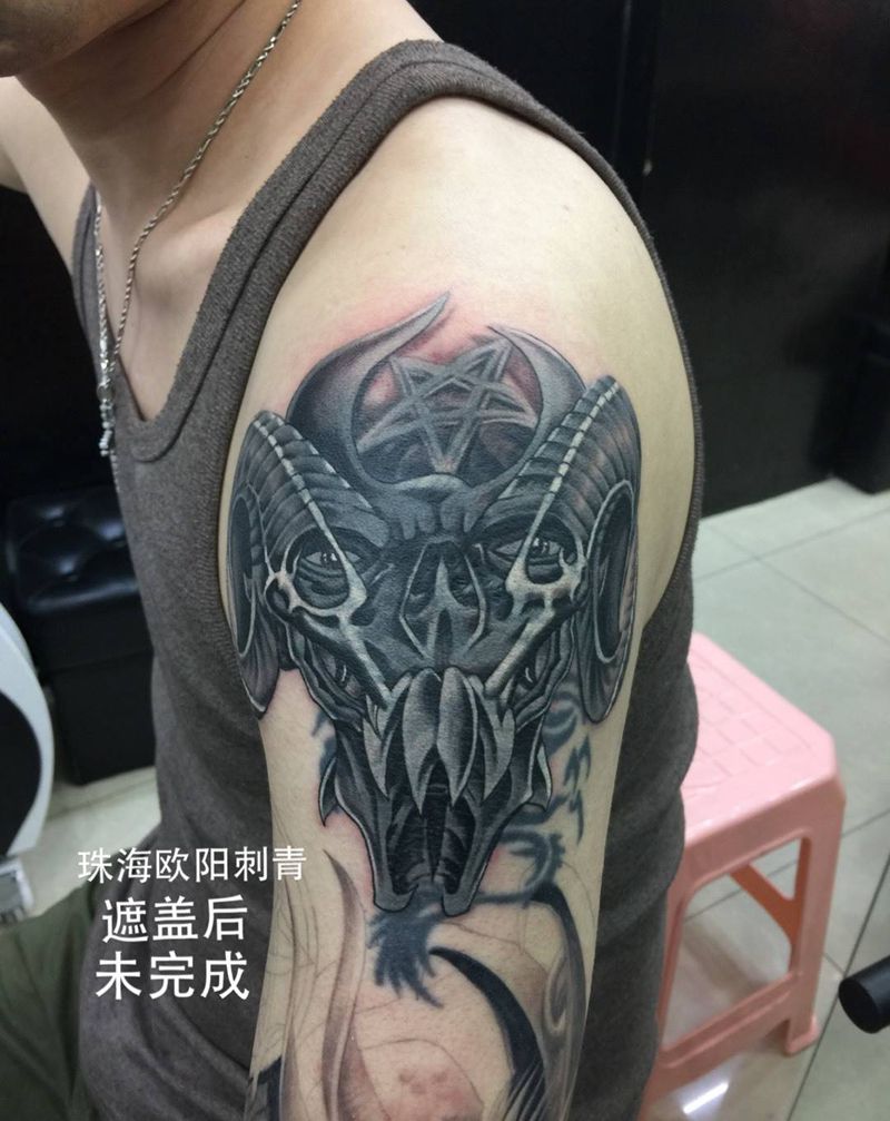 遮盖  花臂未完成纹身图片