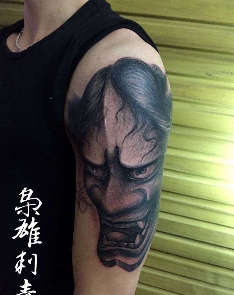 【般若】纹身图片_成品手臂传统鬼神纹身图案