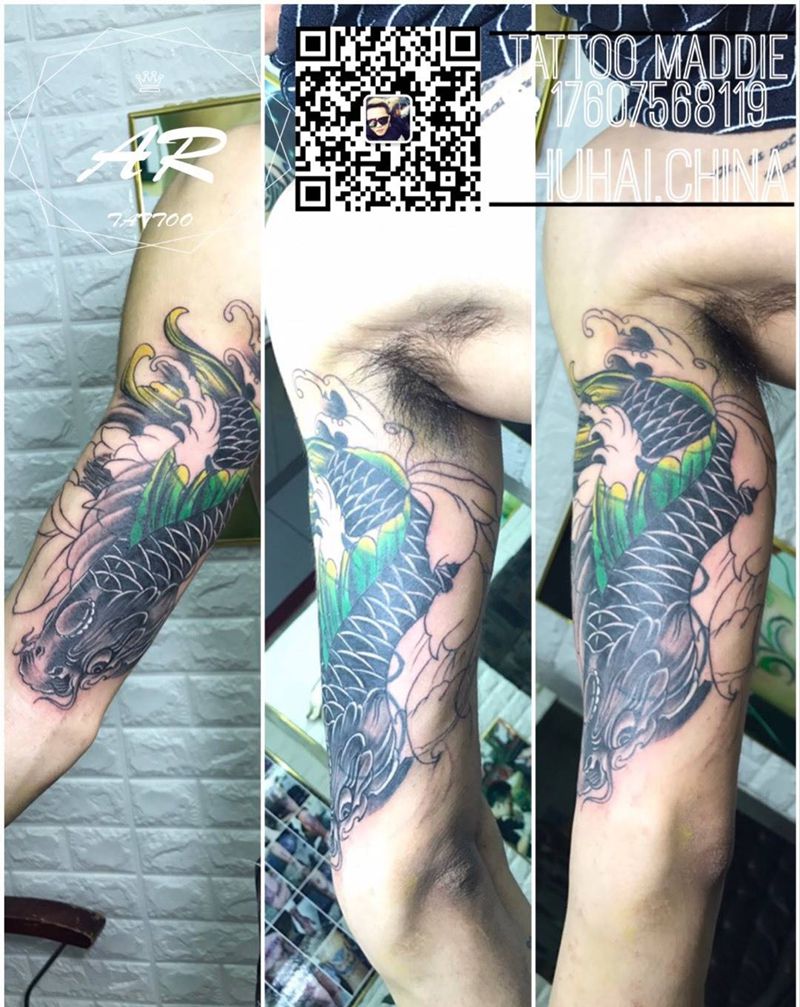 鲤鱼暴力遮盖，未完纹身图片