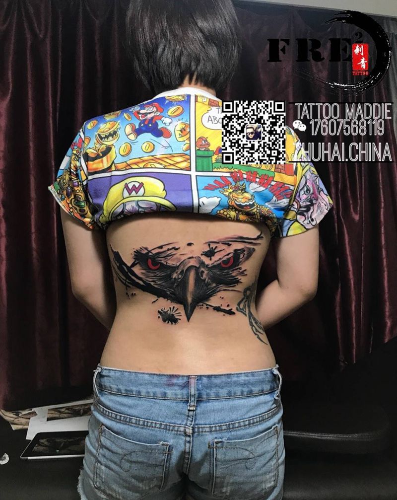 水墨风，鹰纹身图片