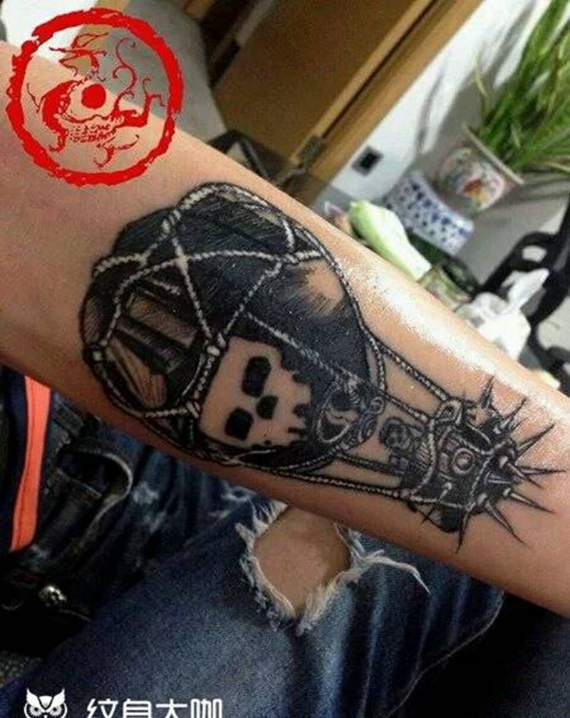 热气球纹身图片_手臂欧美鬼神插画纹身图案